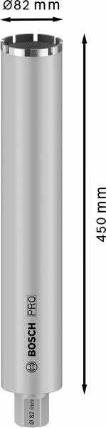 PRO Nassbohrkrone, 82 x 450 mm, G 1 1/4 Zoll UNC