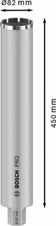 PRO Nassbohrkrone, 82 x 450 mm, G 1 1/4 Zoll UNC