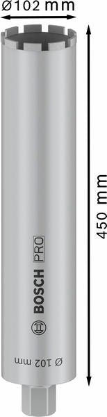 PRO Nassbohrkrone, 102 x 450 mm, G 1 1/4 Zoll UNC