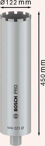 PRO Nassbohrkrone, 122 x 450 mm, G 1 1/4 Zoll UNC