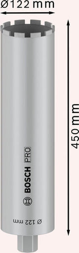 PRO Nassbohrkrone, 122 x 450 mm, G 1 1/4 Zoll UNC