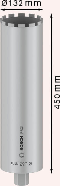 PRO Nassbohrkrone, 132 x 450 mm, G 1 1/4 Zoll UNC