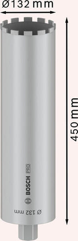 PRO Nassbohrkrone, 132 x 450 mm, G 1 1/4 Zoll UNC
