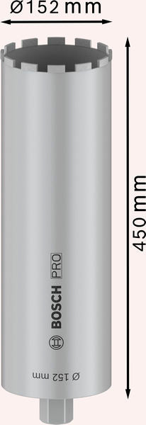 PRO Nassbohrkrone, 152 x 450 mm, G 1 1/4 Zoll UNC
