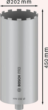 PRO Nassbohrkrone, 202 x 450 mm, G 1 1/4 Zoll UNC