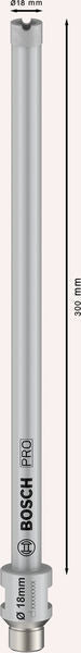PRO Nassbohrkrone, 18 x 300 mm, G 1/2"
