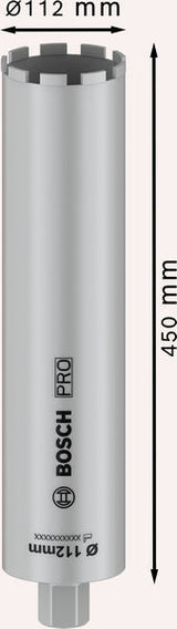 PRO Nassbohrkrone, 112 x 450 mm, 1 1/4" UNC