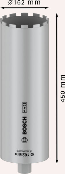 PRO Nassbohrkrone, 162 x 450 mm, 1 1/4" UNC