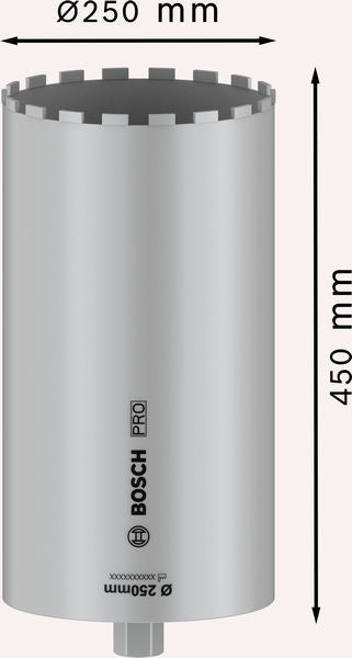 PRO Nassbohrkrone, 250 x 450 mm, 1 1/4" UNC