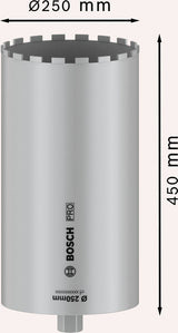 PRO Nassbohrkrone, 250 x 450 mm, 1 1/4" UNC