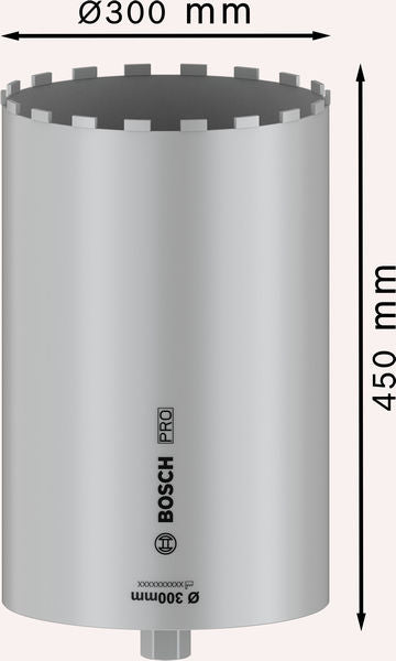 PRO Nassbohrkrone, 300 x 450 mm, 1 1/4" UNC