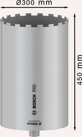 PRO Nassbohrkrone, 300 x 450 mm, 1 1/4" UNC