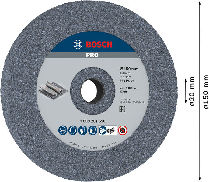 PRO Metal Schleifscheibe, 150 x 20 x 20 mm, G60