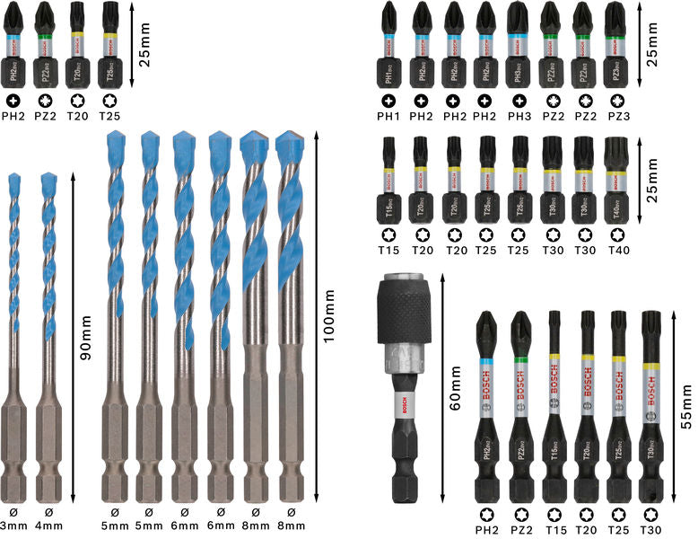 PRO Impact Schrauberbits und Multi Construction Bohrer Set, 35-tlg.