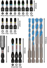 PRO Impact Schrauberbits und Multi Construction Bohrer Set, 20-tlg.