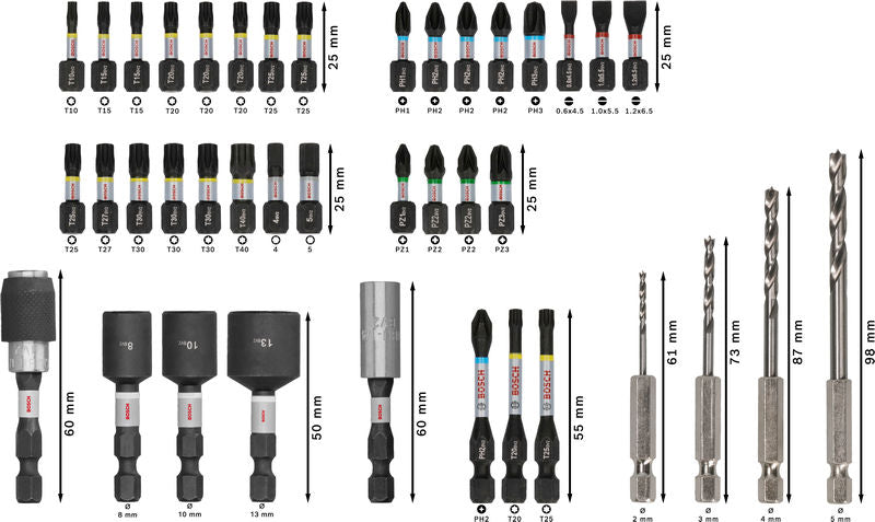 PRO Impact Schrauberbits und Holzbohrer Set, 40-tlg.