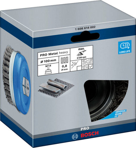 PRO Metal heavy Topfbürste, 100 x 0,8 mm, Gewinde