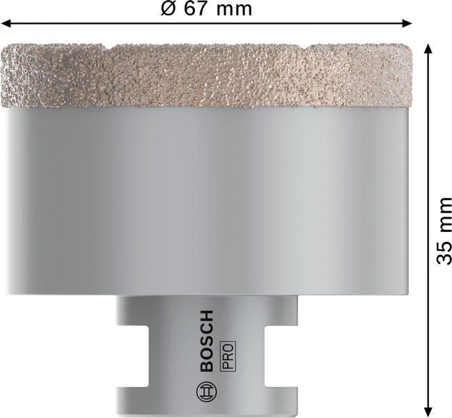 PRO Ceramic dry Trockenbohrkrone, 67 x 35 x 22.23 mm