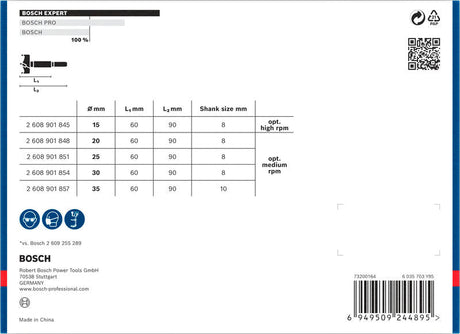 EXPERT Laminated Wood Scharnierlochbohrersatz, 15/20/25/30/35 x 60 x 90 mm, 5 St