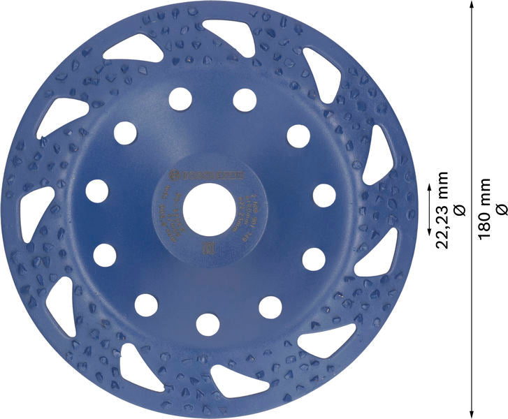 EXPERT Multi Material Carbide-Topfscheibe grob, angeschrägt, 180 mm, 22,23 mm
