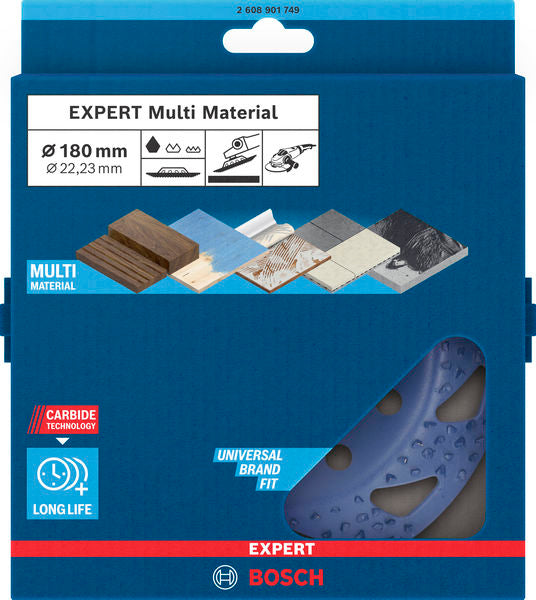 EXPERT Multi Material Carbide-Topfscheibe grob, angeschrägt, 180 mm, 22,23 mm