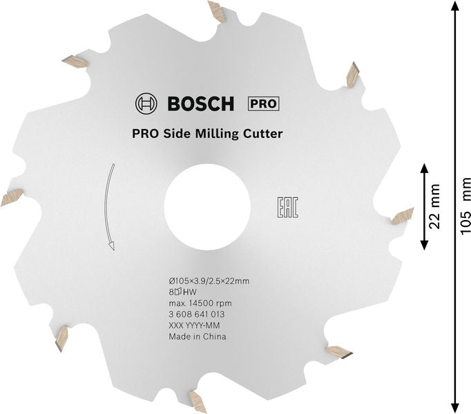PRO Scheibenfräser, 105 x 22 x 4 mm, 8 Zähne