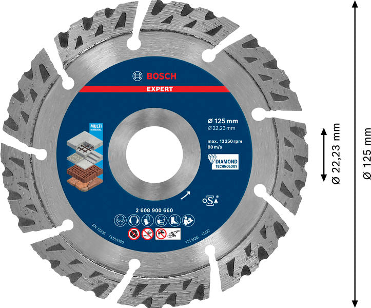 EXPERT MultiMaterial Diamanttrennscheiben, 125 x 22,23 x 2,2 x 12 mm