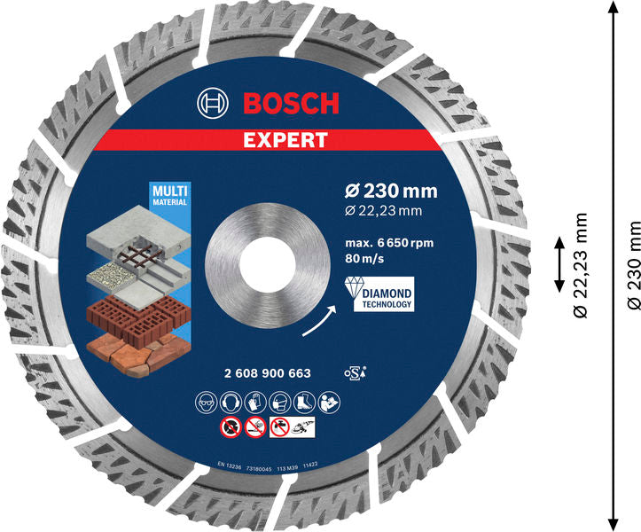 EXPERT MultiMaterial Diamanttrennscheiben, 230 x 22,23 x 2,4 x 15 mm