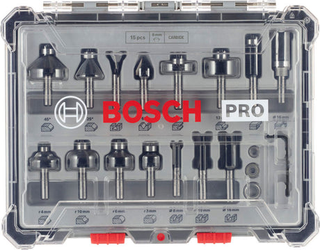PRO Fasenfräser Set, 8 mm Schaft, 15-tlg