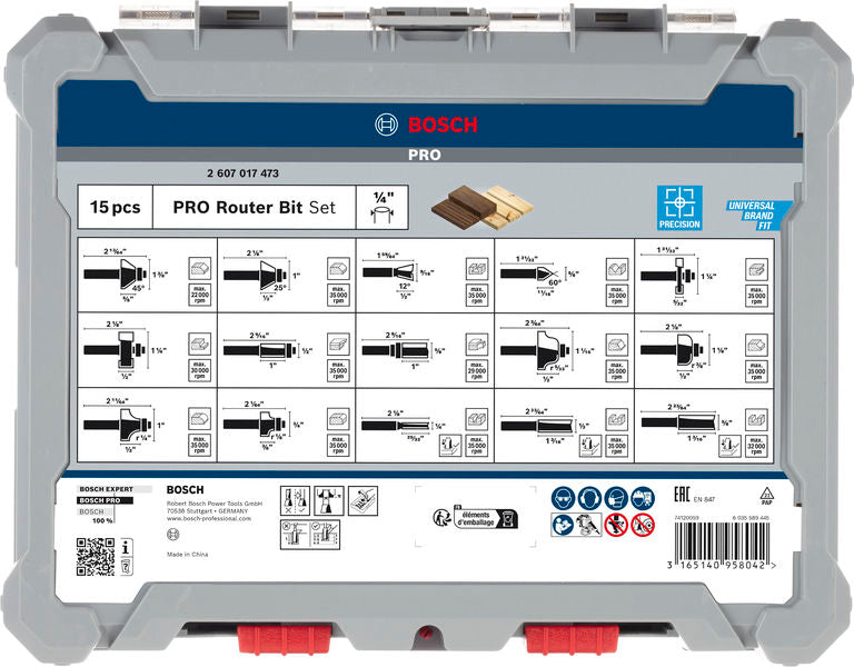 PRO Fasenfräser Set, 15-tlg
