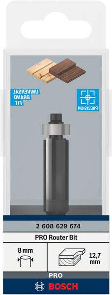 PRO Bündigfräser mit untenliegendem Führungskugellager,  Ø12,7 xL40, Schaft 8 mm