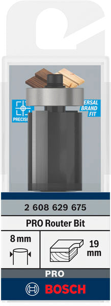 PRO Bündigfräser mit untenliegendem Führungskugellager, Ø19 x L25,4, Schaft 8 mm