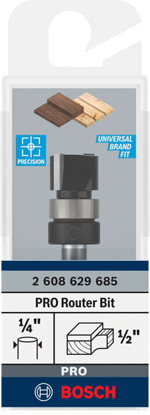 PRO Bündigfräser, obenliegendes Führungskugellager, Ø 1/2" x L 3/8", Schaft 1/4"