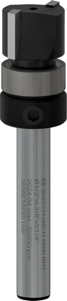 PRO Bündigfräser, obenliegendes Führungskugellager, Ø 1/2" x L 3/8", Schaft 1/4"