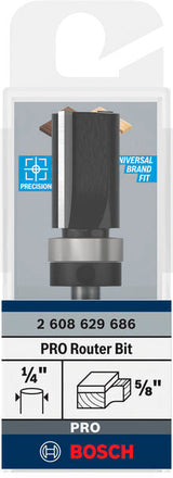 PRO Bündigfräser, obenliegendes Führungskugellager, Ø 5/8" x L 1", Schaft 1/4"