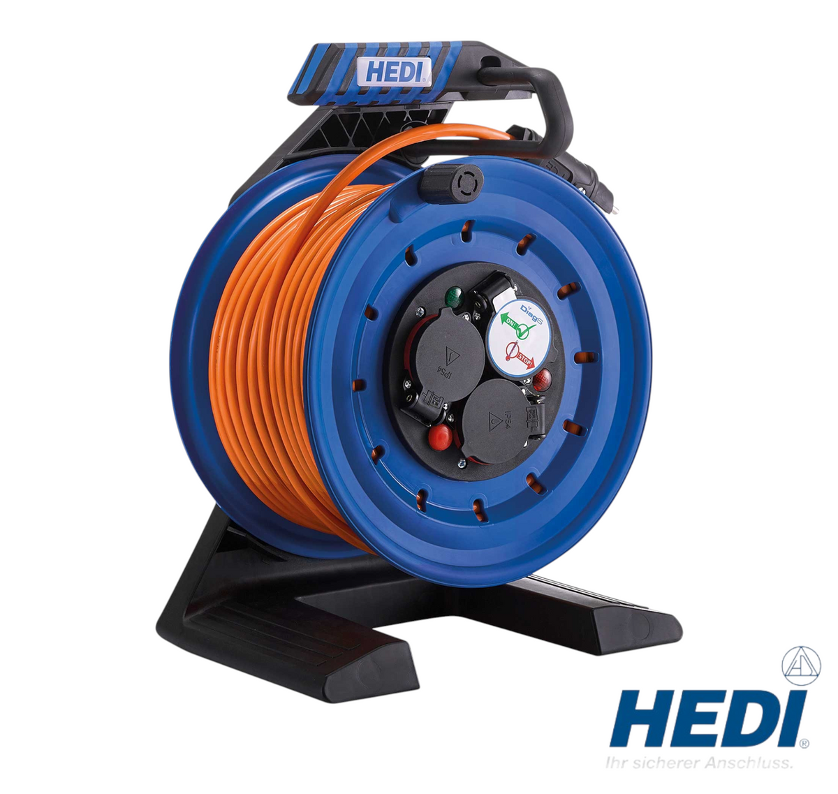Werkfit HEDI Generation 7 Companion Kabeltrommel mit 25m orangefarbenem H07BQ-F Kabel und IP44 Schutz