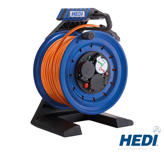 Werkfit HEDI Generation 7 Companion Kabeltrommel mit 25m orangefarbenem H07BQ-F Kabel und IP44 Schutz