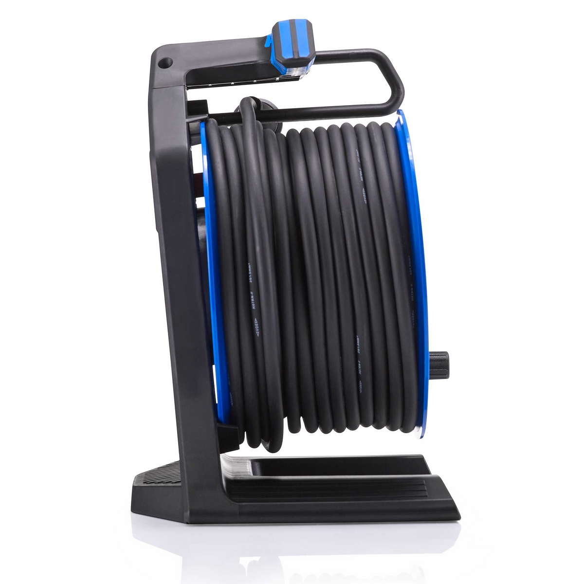 Werkfit Generation 7 Companion Kabeltrommel aus Kunststoff mit 30 m H07RN-F 3G2,5 Kabel in Schwarz und Blau