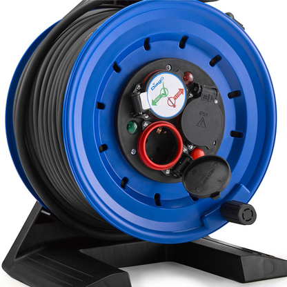 Werkfit Generation 7 Companion Kabeltrommel mit 30m H07RN-F Kabel, blauem Kunststoffgehäuse und IP44 Schutz