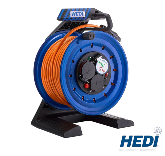 Werkfit Vollkunststoff-Kabeltrommel Generation 7 mit 30m orangefarbenem H07BQ-F Kabel und IP44 Schutz