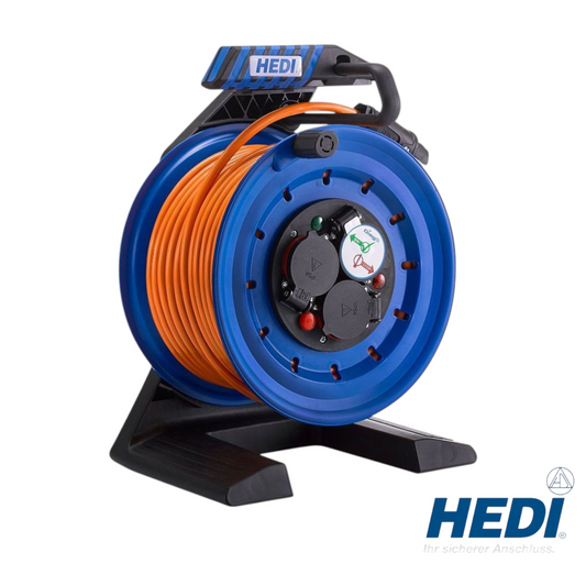 Werkfit Vollkunststoff-Kabeltrommel Generation 7 Companion mit 40m orangefarbenem H07BQ-F Kabel und IP44 Schutz