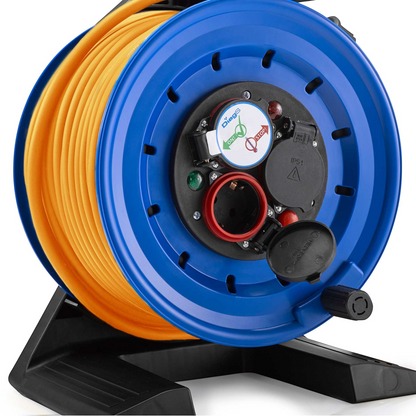Werkfit Vollkunststoff-Kabeltrommel Generation 7 Companion mit 40m gelbem H07BQ-F Kabel und IP44 Schutz