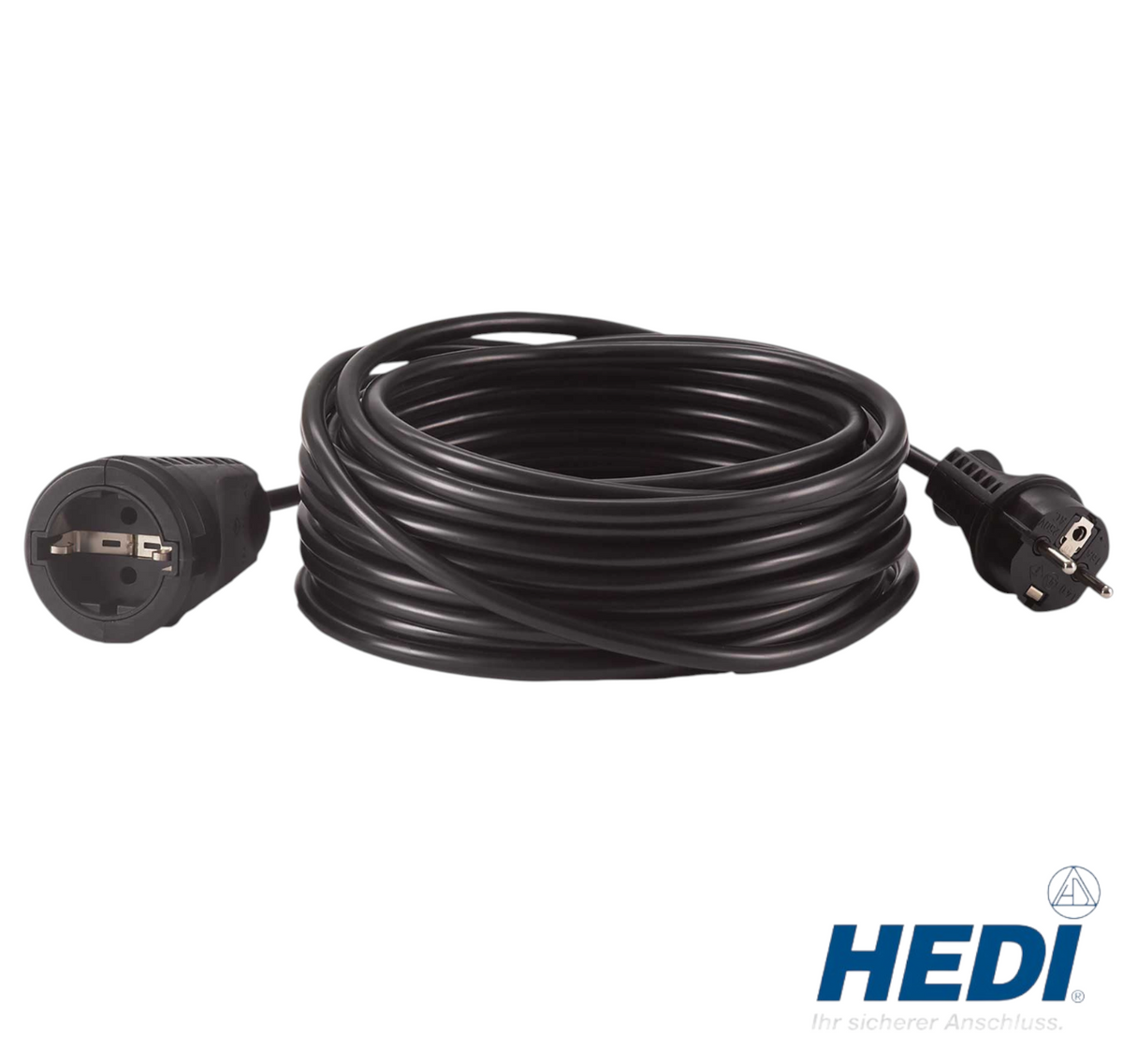 Werkfit Verlängerungsleitung in Schwarz mit 25 Meter Länge und 1,5 mm² Querschnitt für den Innenbereich
