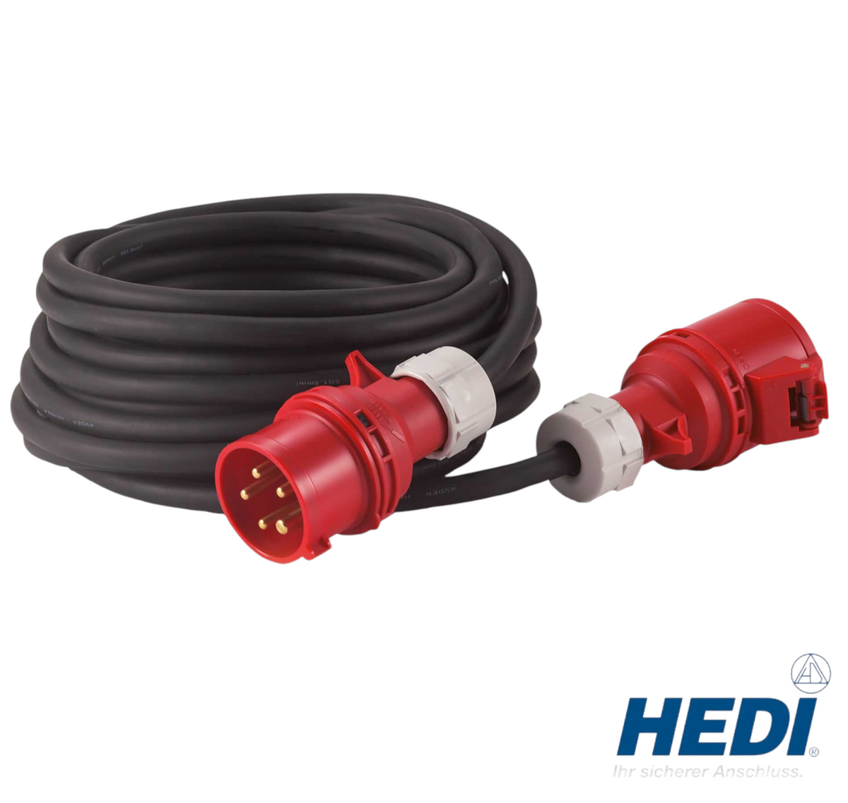 Werkfit Drehstrom-Verlängerungskabel 25m mit 16A CEE-Stecker und Kupplung in Schwarz und Rot