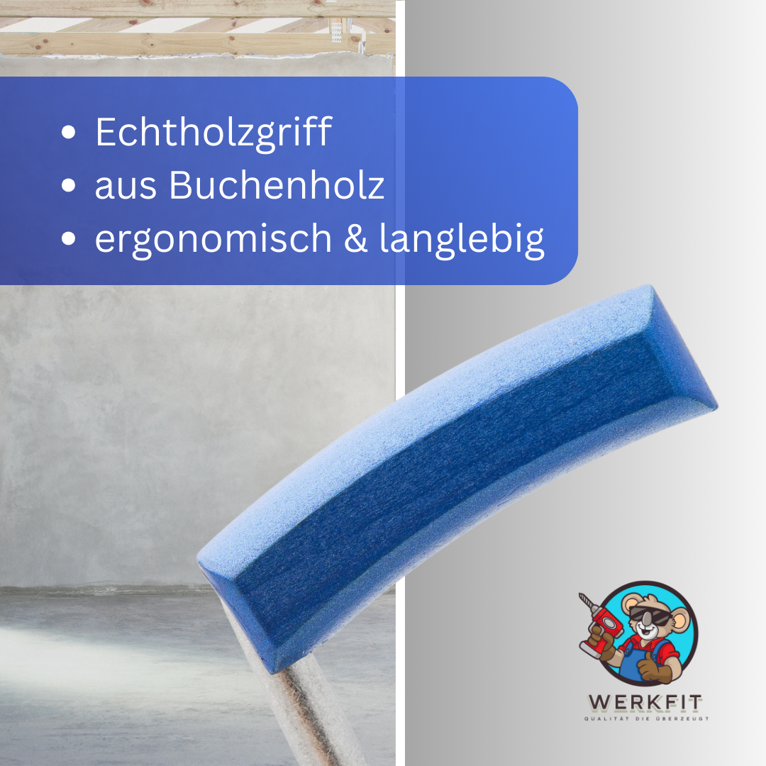 Glättekelle Edelstahl rostfrei – Blauer Buchenholzgriff – Profi Qualität